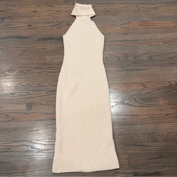 Reiss Sleeveless Turtleneck Roll Neck Cream Cashmere Blend Midi Dress Small - Picture 3 of 11